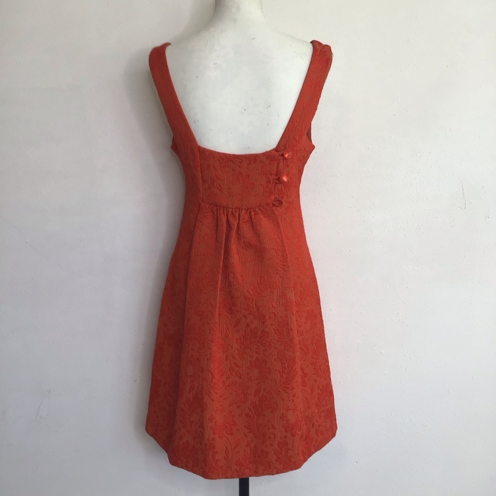 Anthropologie Women Classic Style Orange Sleeveless Sheath Picnic Mini Dress 6 - Picture 2 of 11